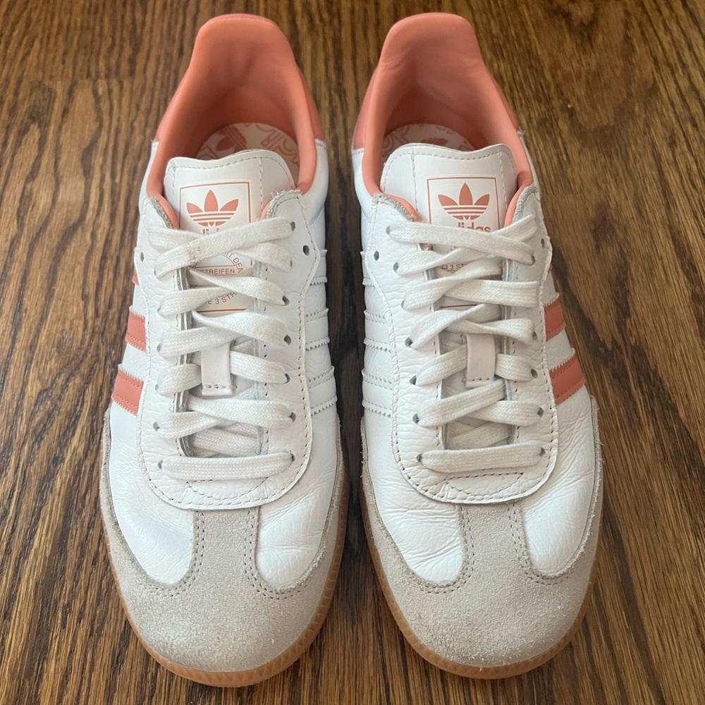 adidas Samba OG Women's Sneakers - White and Coral - Picture 2 of 7
